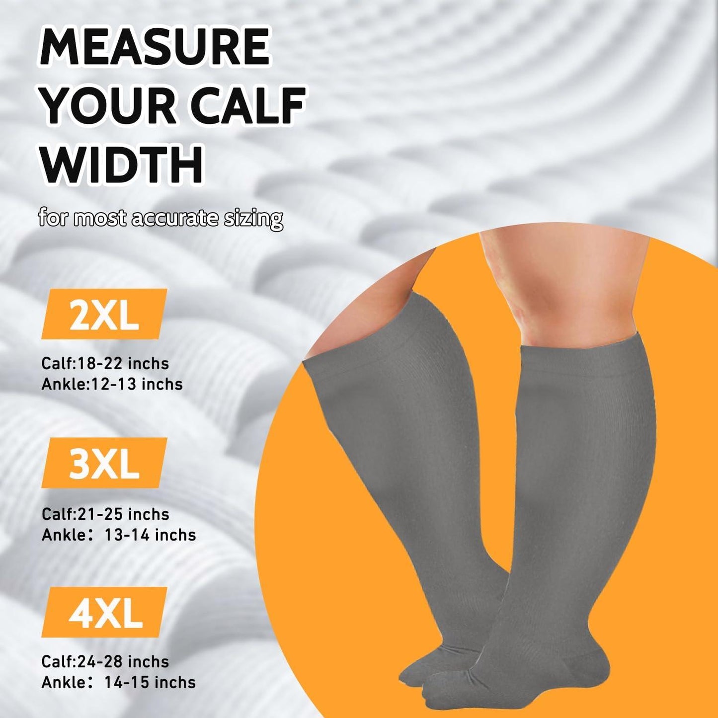 Plus Size Solid Color Compression Socks 2XL-7XL | 3 Pair Offer for Sports & Fitness