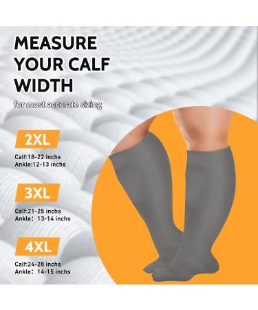 Plus Size Solid Color Compression Socks 2XL-7XL | 3 Pair Offer for Sports & Fitness