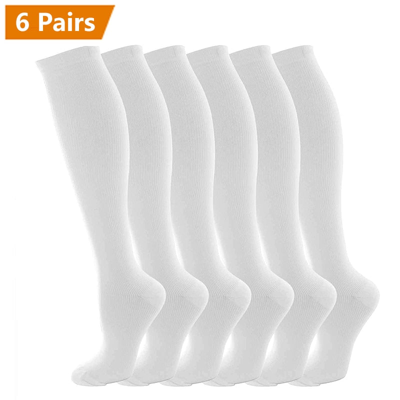 Graduated Solid Colors Compression Socks (Packs of 6)