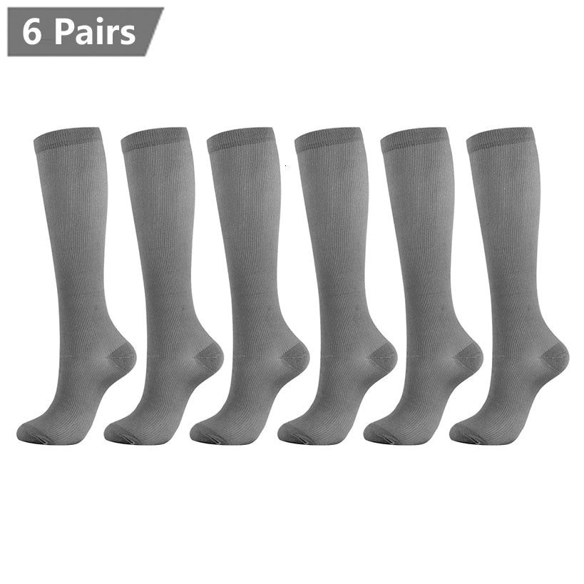 Graduated Solid Colors Compression Socks (Packs of 6)