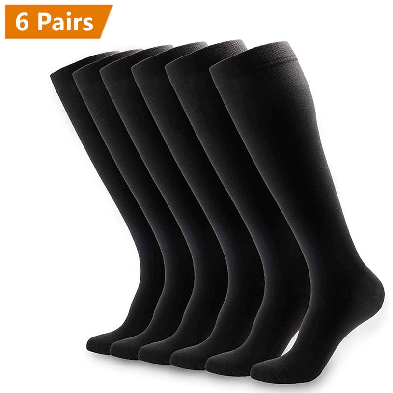Graduated Solid Colors Compression Socks (Packs of 6)