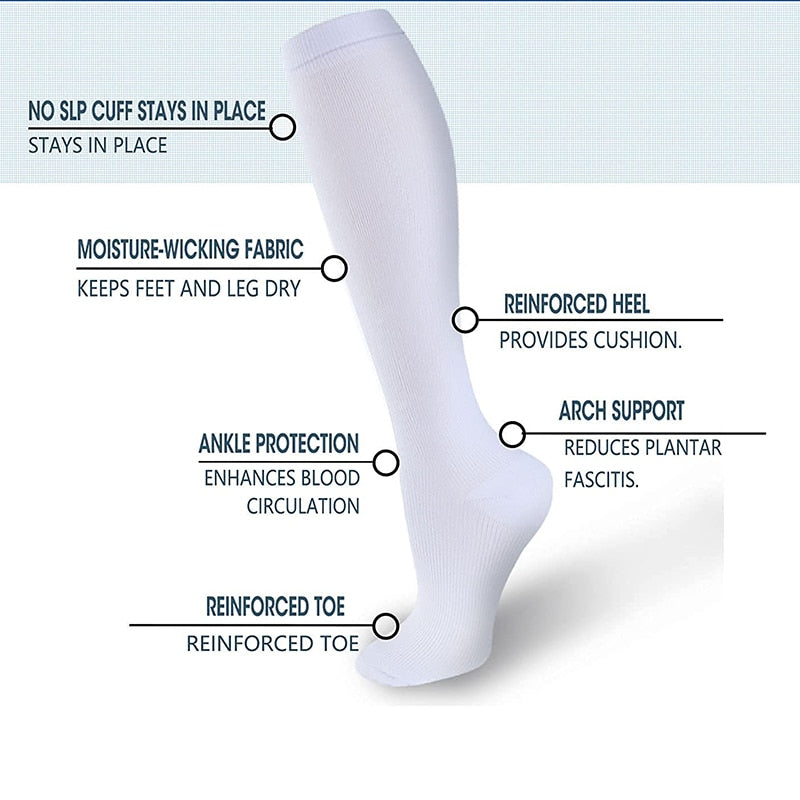 8 Pairs Solid Color Compression Socks Unisex