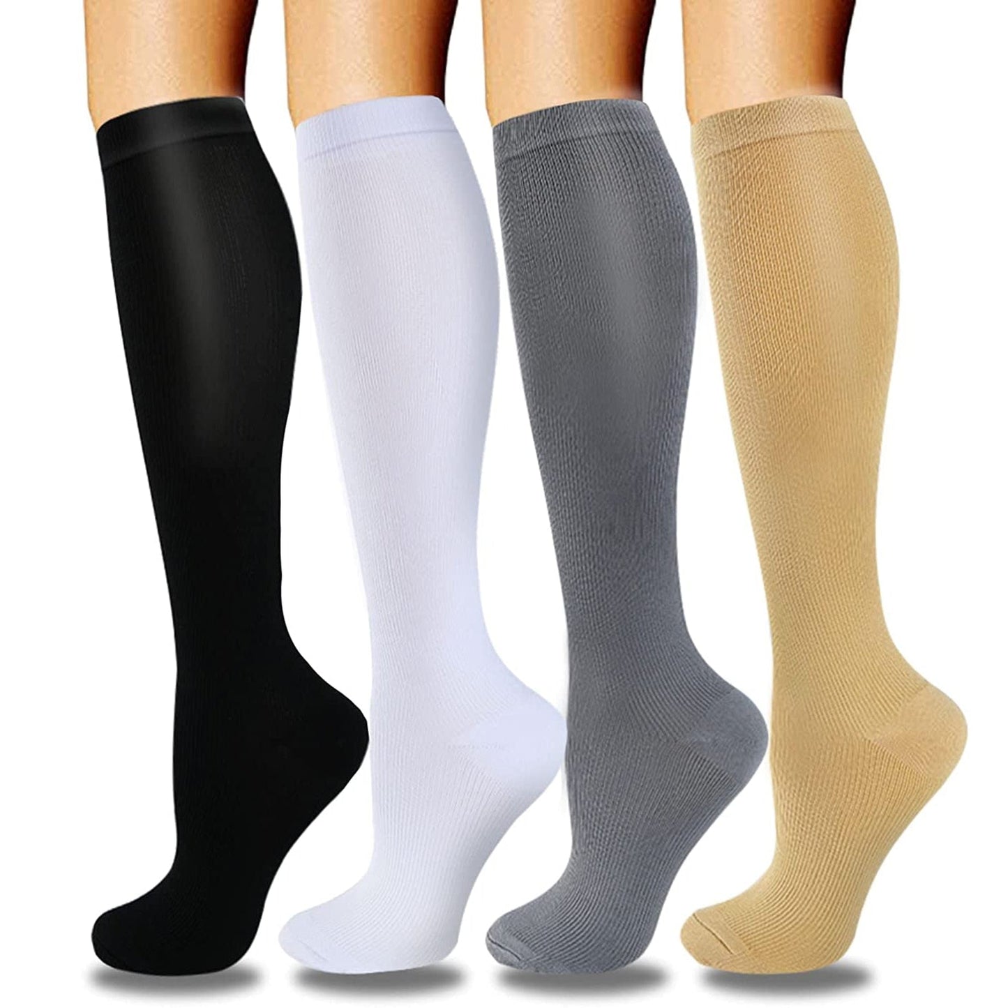 8 Pairs Solid Color Compression Socks Unisex