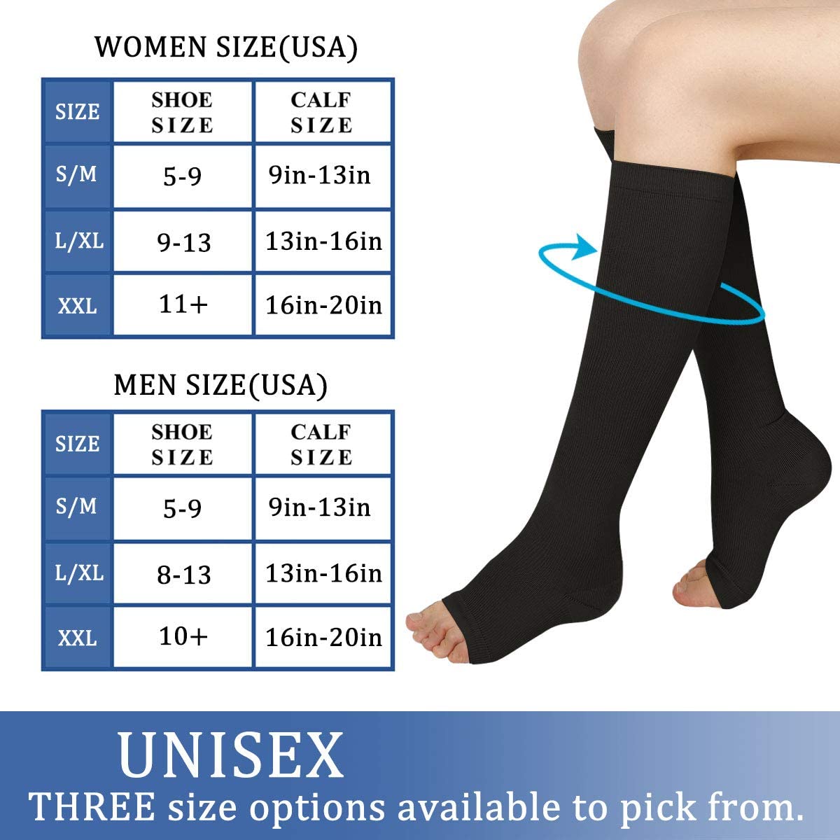 Graduated Solid Colors Compression Socks (Packs of 6)