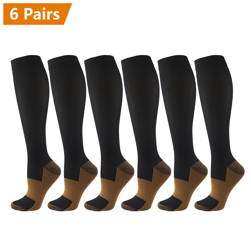Graduated Solid Colors Compression Socks (Packs of 6)