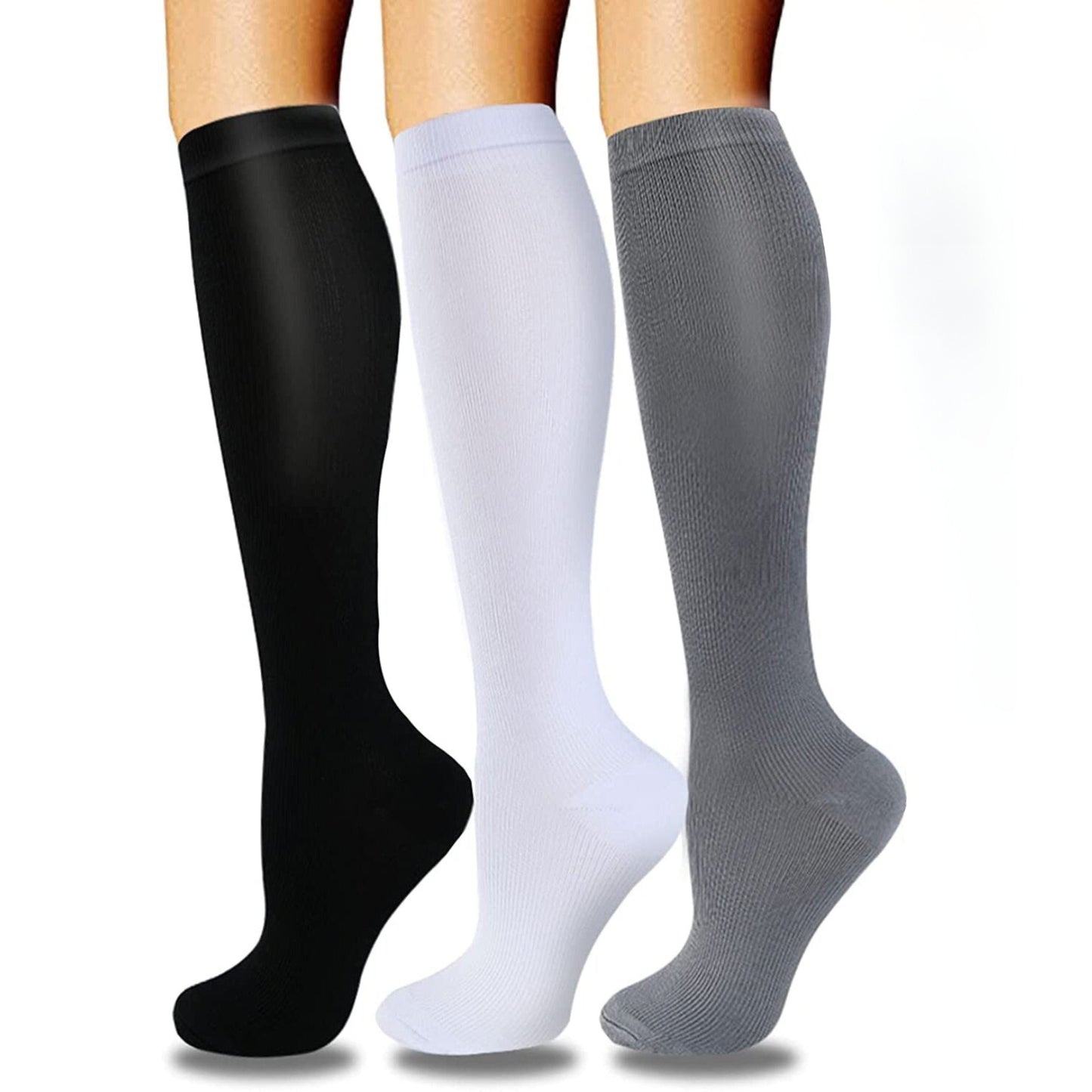 Solid Color Compression Socks Unisex (3 Pairs)