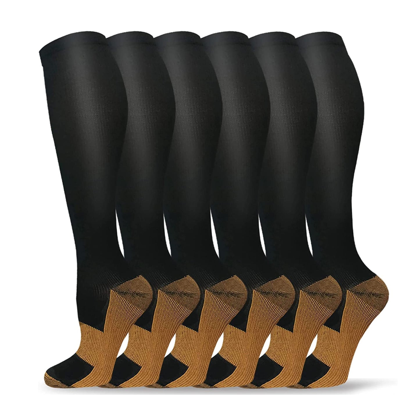 Graduated Solid Colors Compression Socks (Packs of 6)