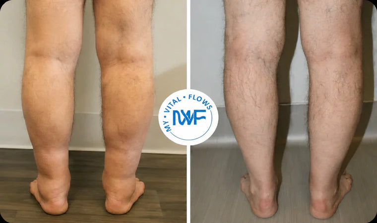 Customer before and after wearing My Vital Flows