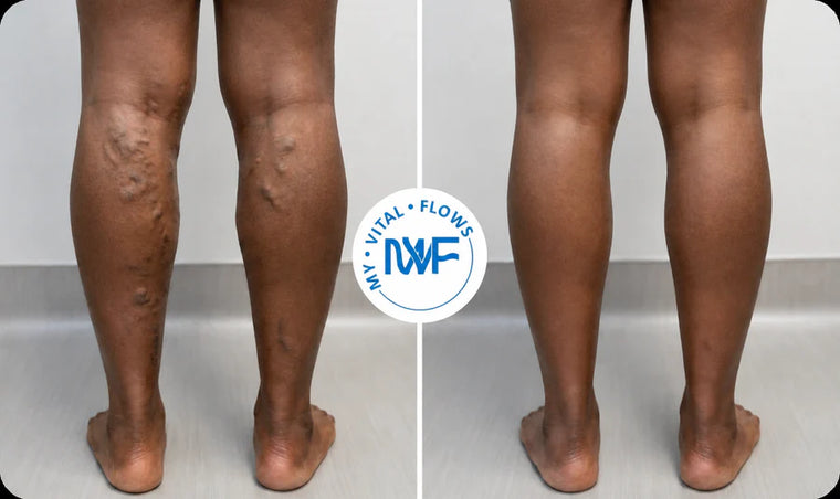 Customer before and after wearing My Vital Flows