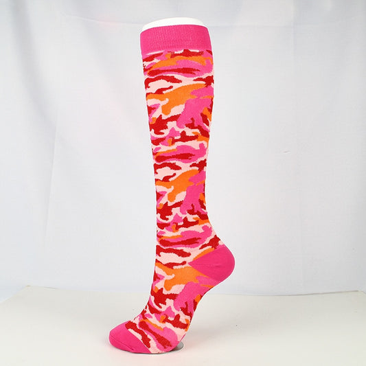 Sports breathable elastic socks-Pink Camouflage
