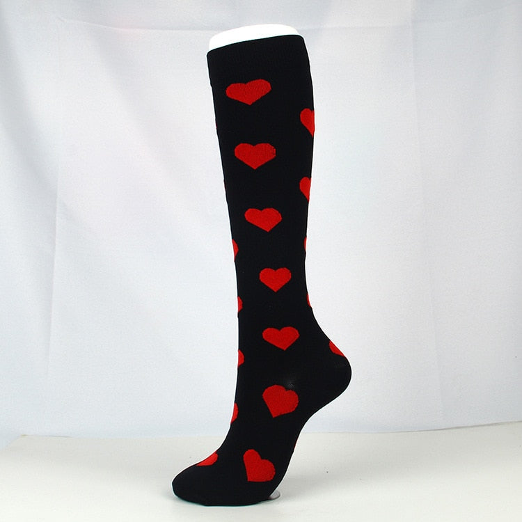 Sports breathable elastic socks-Black Red Heart